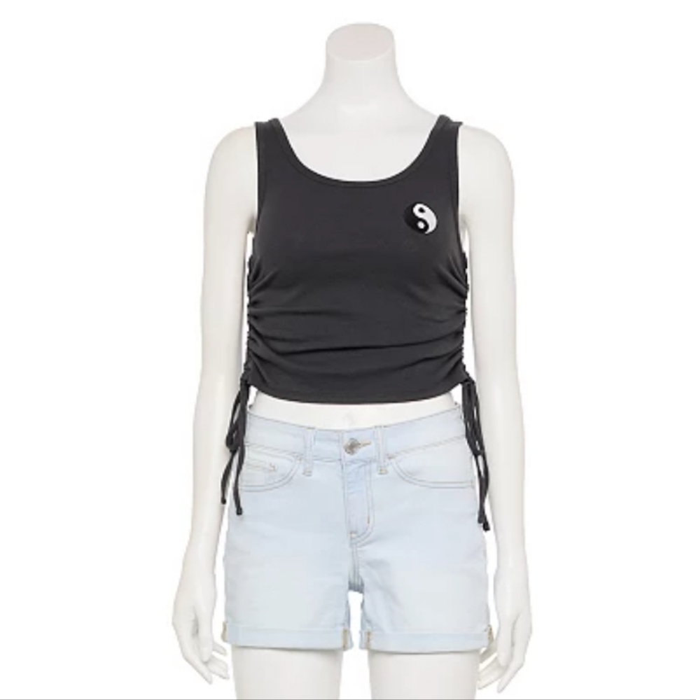 Ying Yang Y2K Side Cinch Crop Top